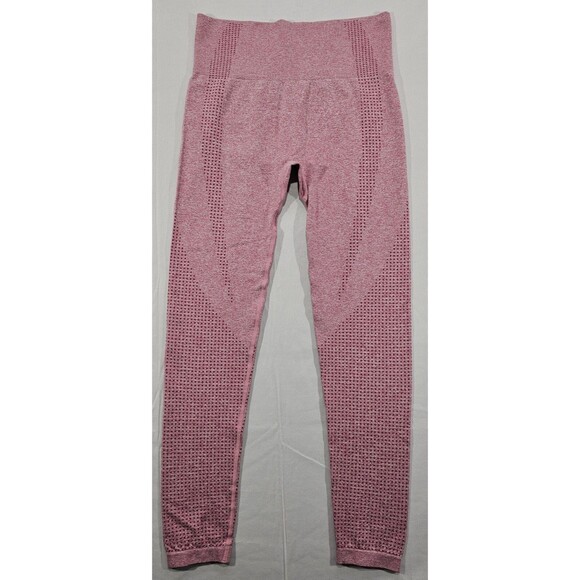 IMI Womens Activewear Leggings High Waisted Crop Pink Waffle Knit Yoga S/M - Picture 2 of 10